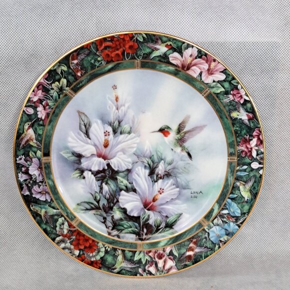 The Ruby-Throated Hummingbird, by Lena Liu-W. L. George Collector Plate - Picture 7 of 10